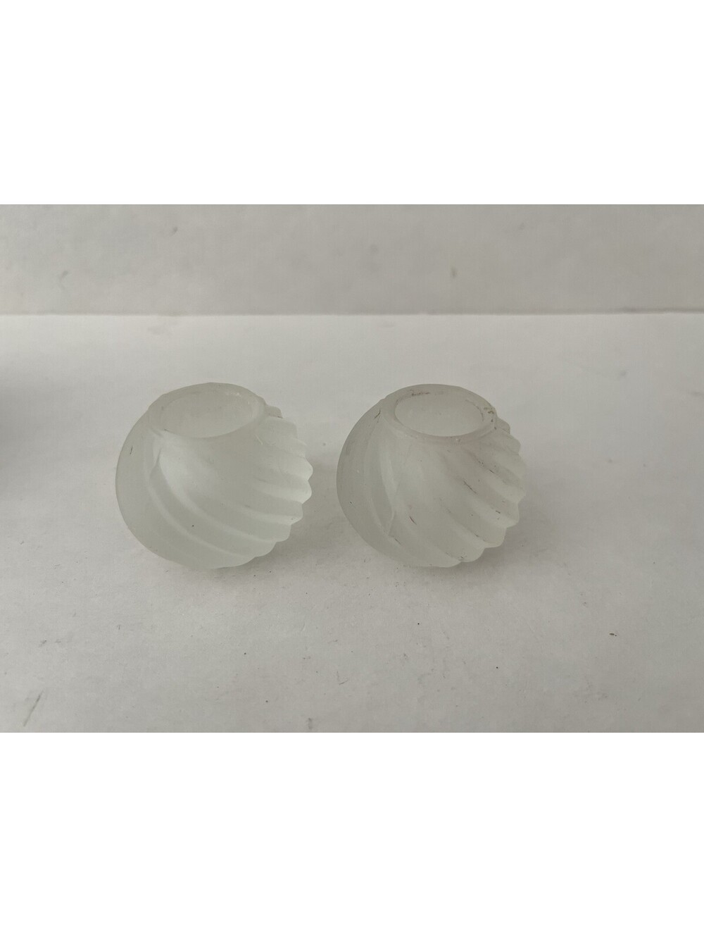 Vintage 2 Frosted Glass Candlestick Candle Holders